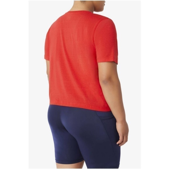 FILA Plus Size Cropped Logo Crewneck T-Shirt Red 3X NWT - Picture 3 of 11